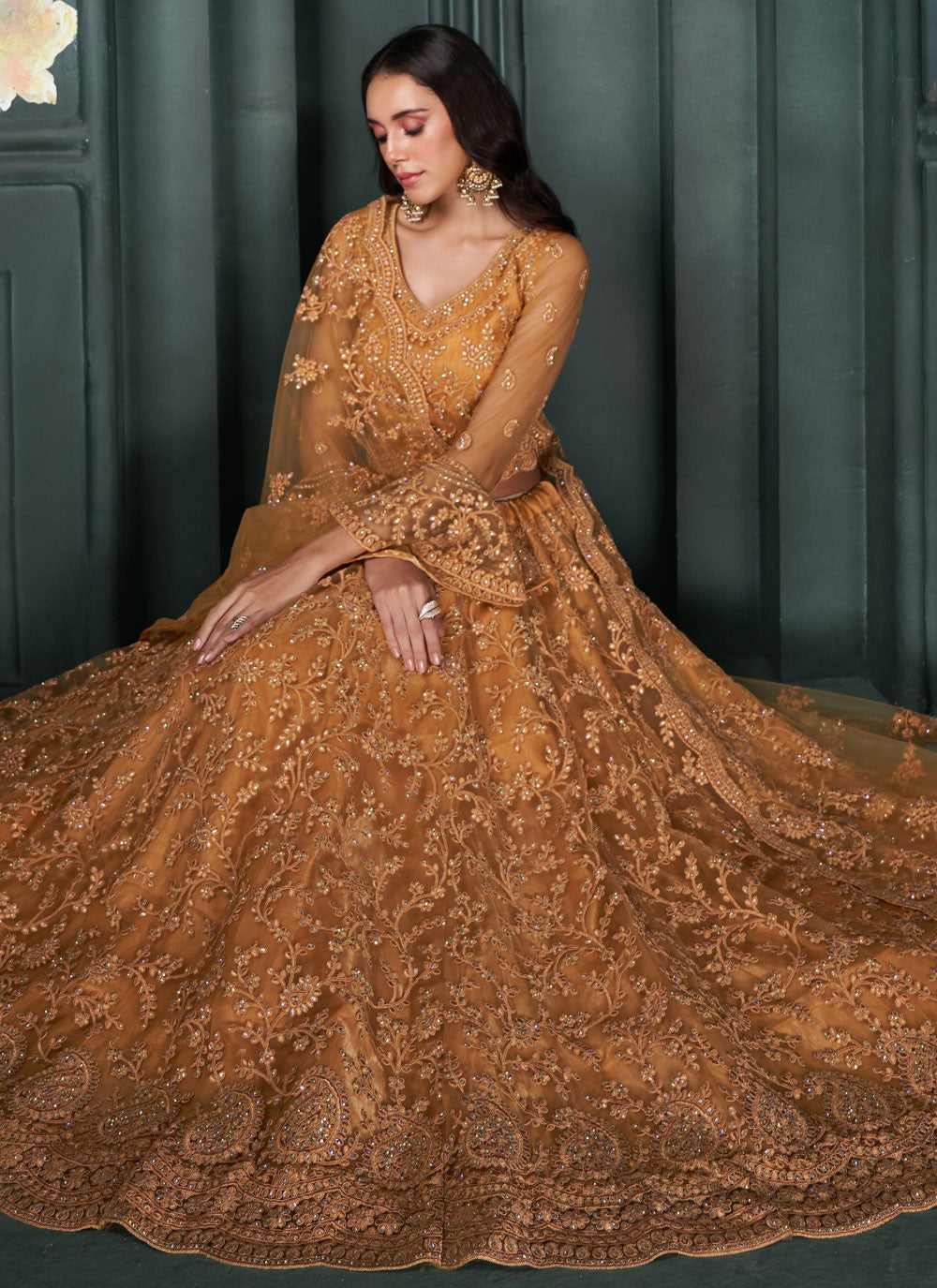 Embroidered Net A - Line Lehenga - L2216
