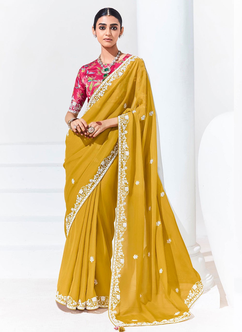 Classic Embroidered Organza Saree - S7248