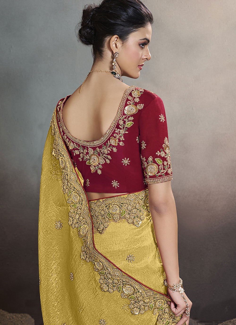 Cord Crush Mustard Classic Saree S15240