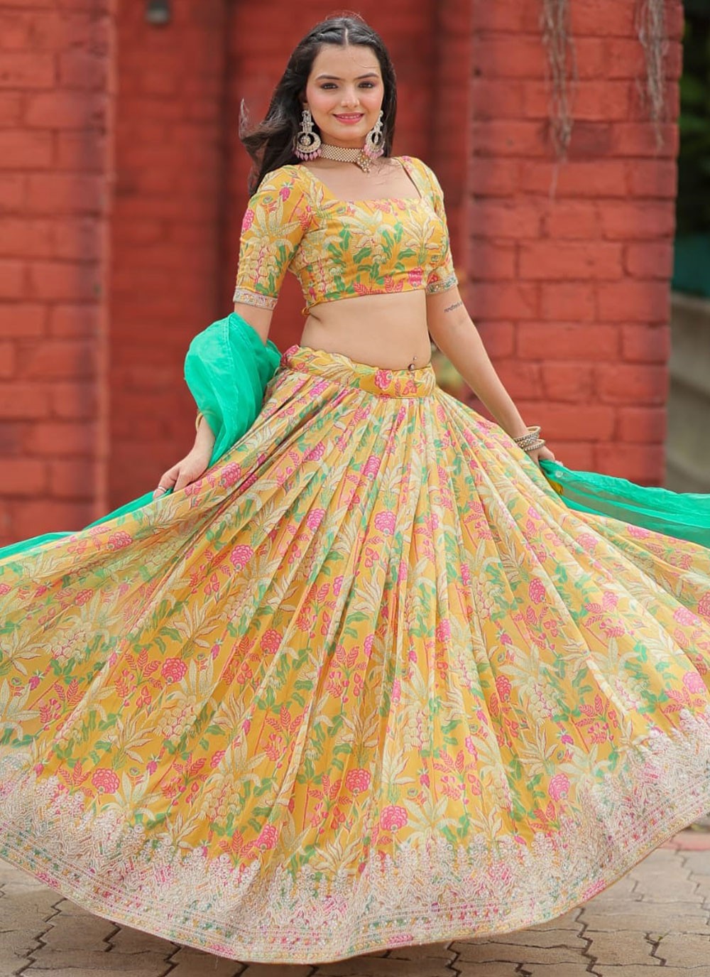 Embroidered Organza A - Line Lehenga - L2496