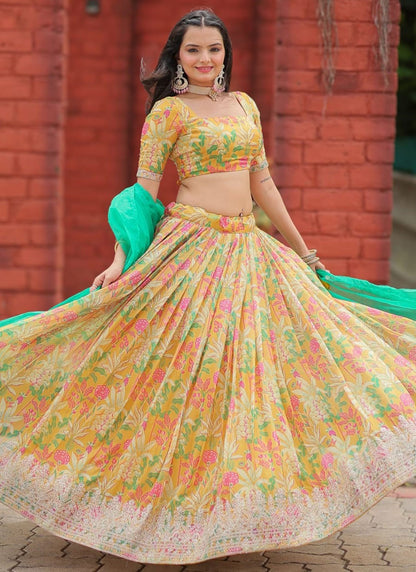 Embroidered Organza A - Line Lehenga - L2496