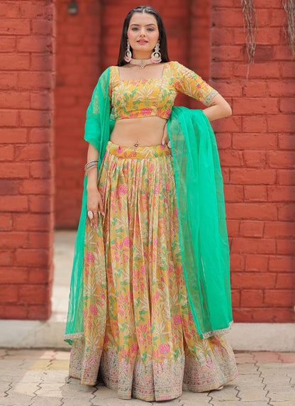 Embroidered Organza A - Line Lehenga - L2496