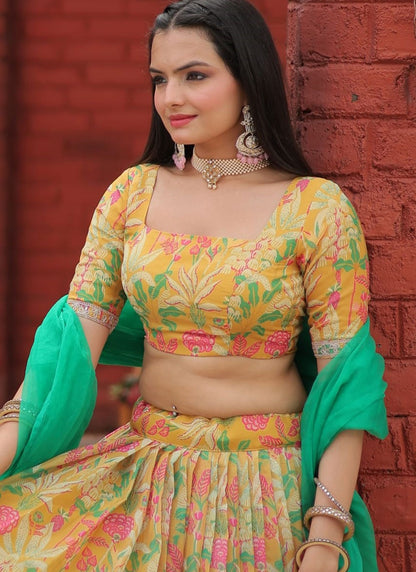 Embroidered Organza A - Line Lehenga - L2496