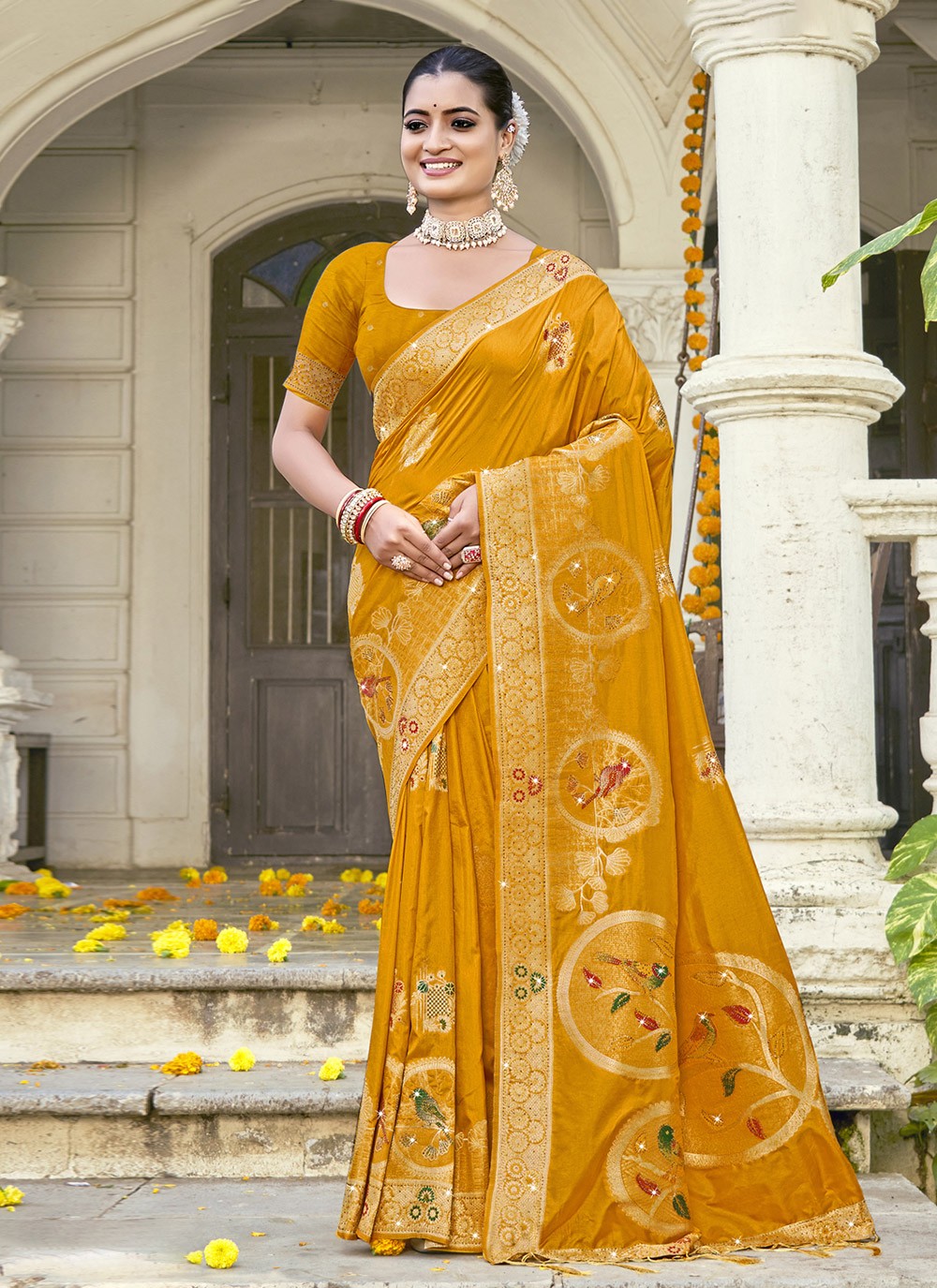 Printed, Zari Silk Saree - S12133