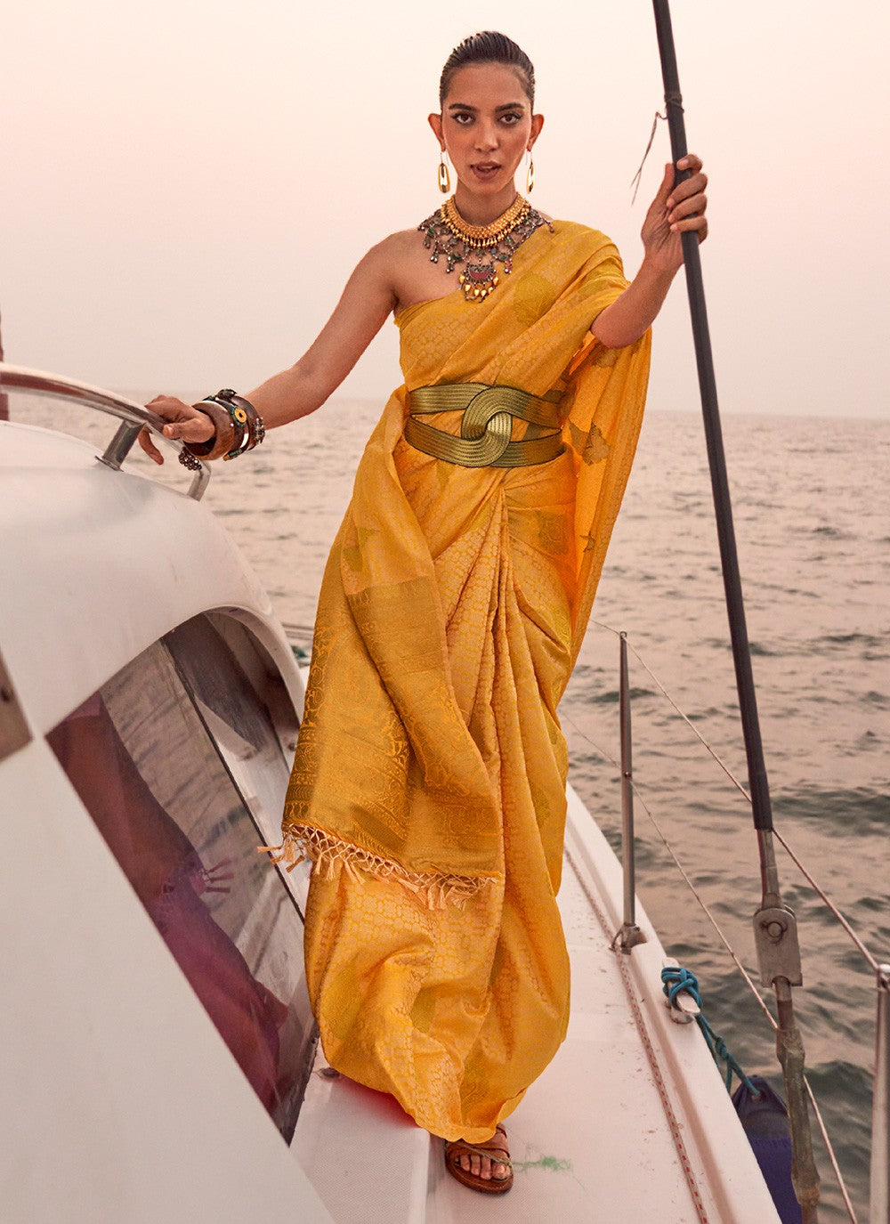 Trendy Weaving Zari Satin Saree - S3256