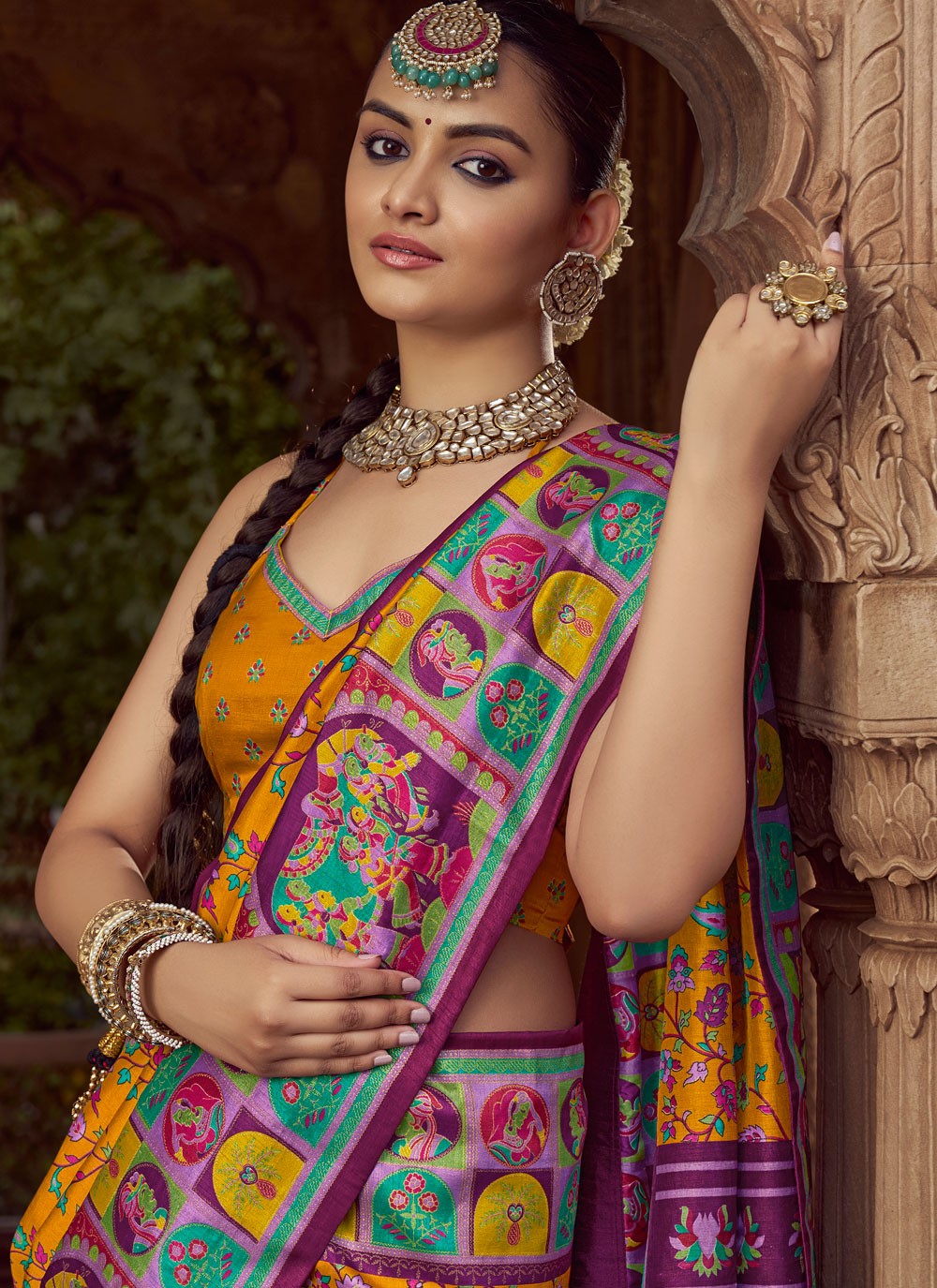 Mustard Silk Classic Saree Printed S19696