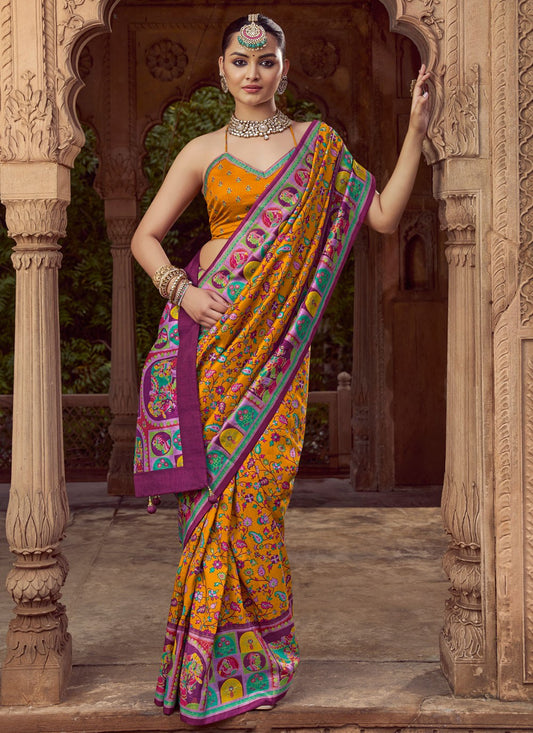 Mustard Silk Classic Saree Printed S19696