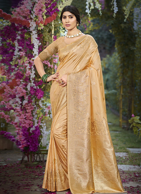 Weaving Zari Silk Mustard Saree S14577
