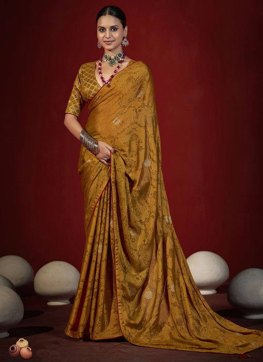 Mustard Silk Designer Saree Zari S19009