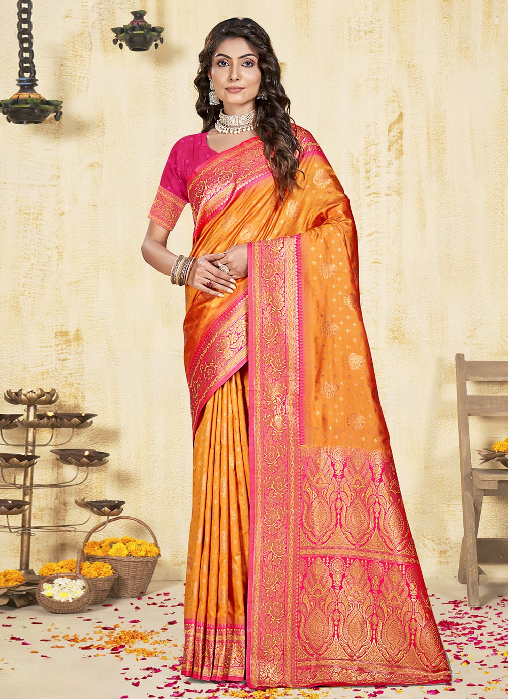 Classic Meenakari Silk, Tissue Saree - S9944