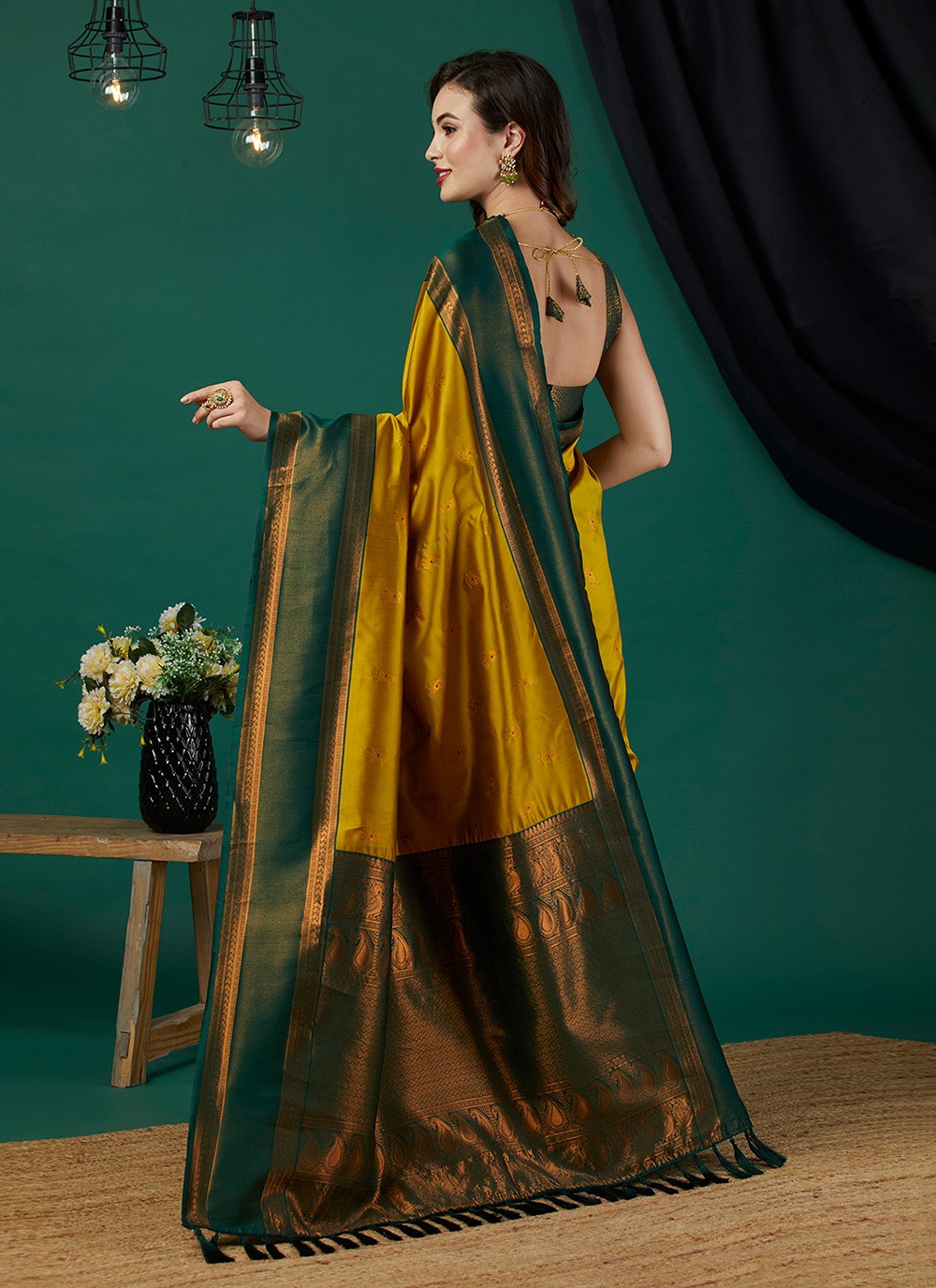 Trendy Saree Woven Mustard Banarasi Silk S12510