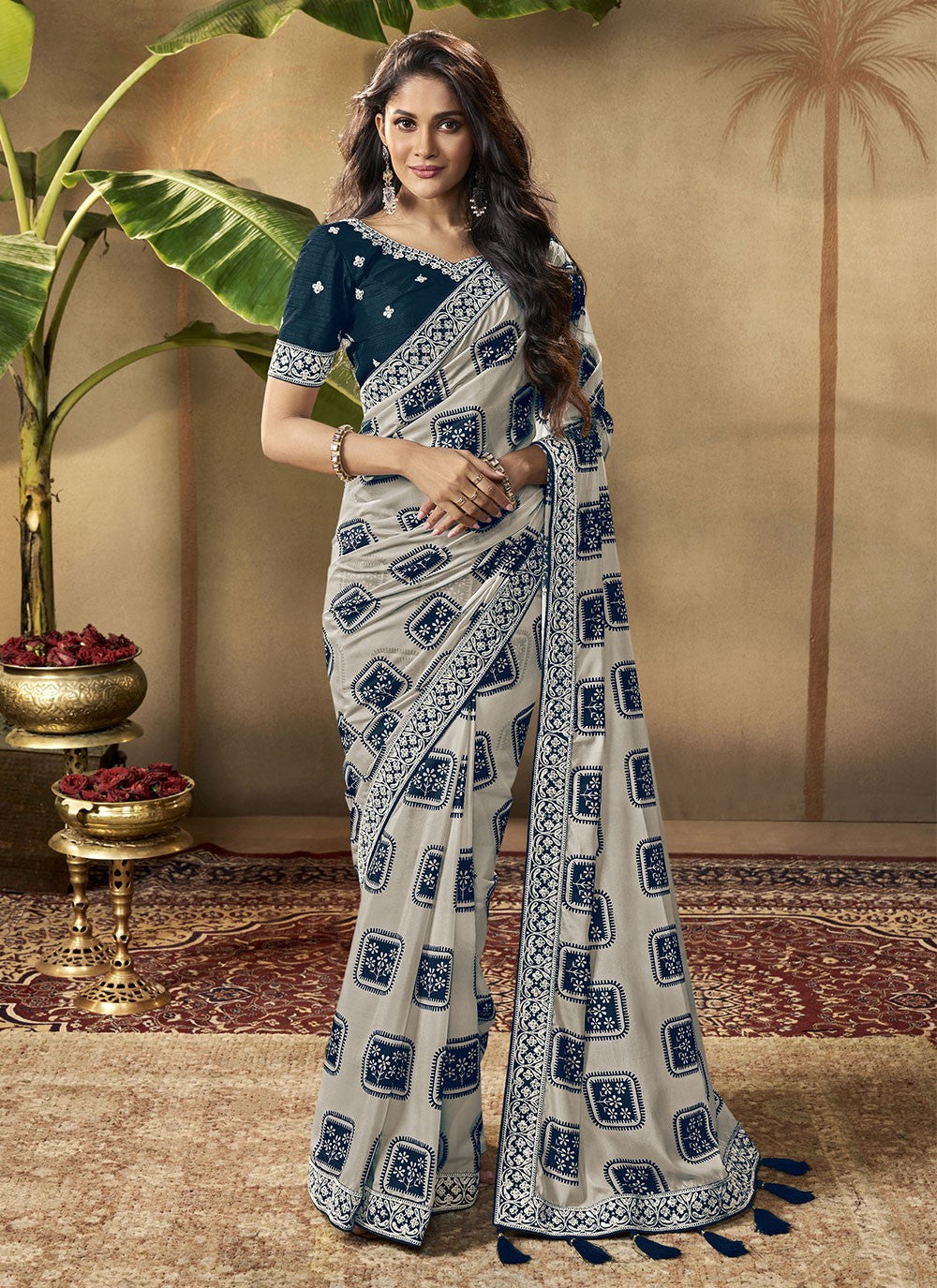Classic Digital Print Crepe Silk Saree - S5459
