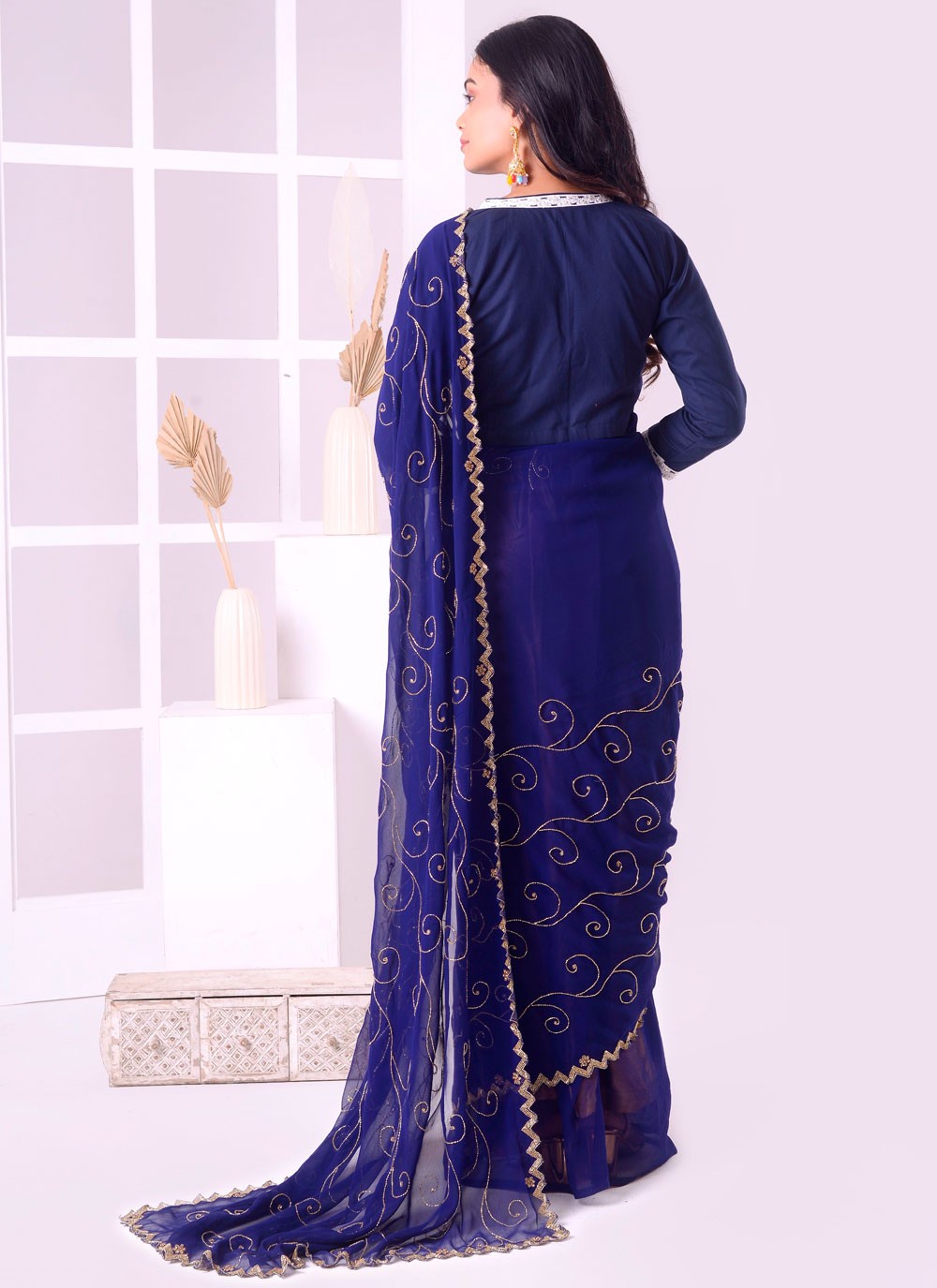 Classic Border Work Georgette Saree - S7887