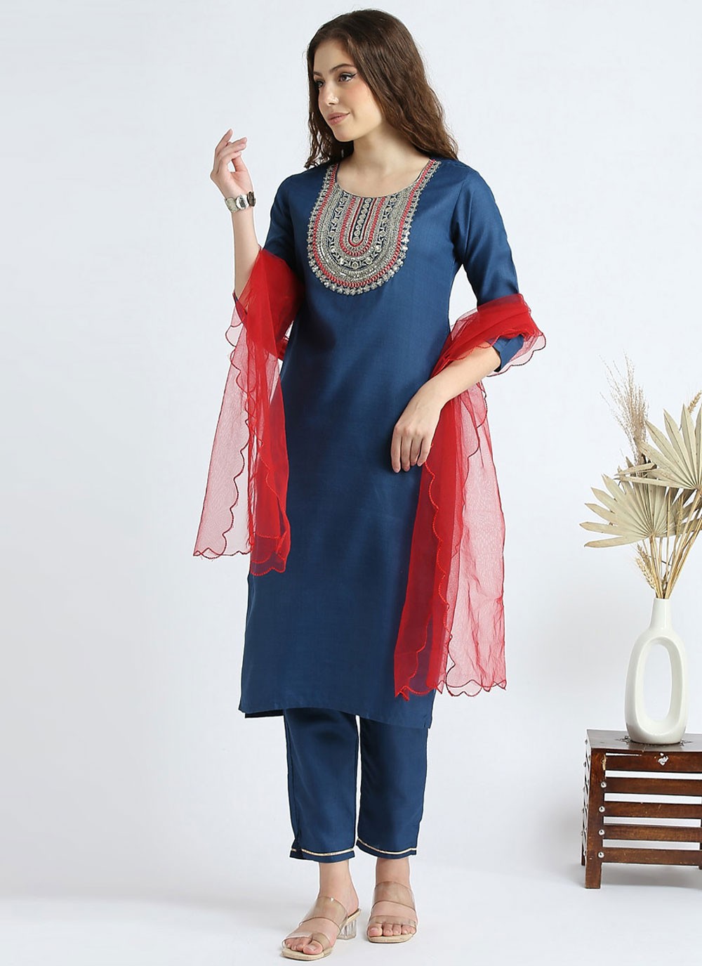 Embroidered Cotton Salwar Suit - T4615