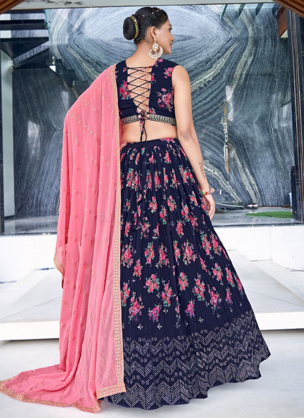 Digital Print Georgette Lehenga - L3086
