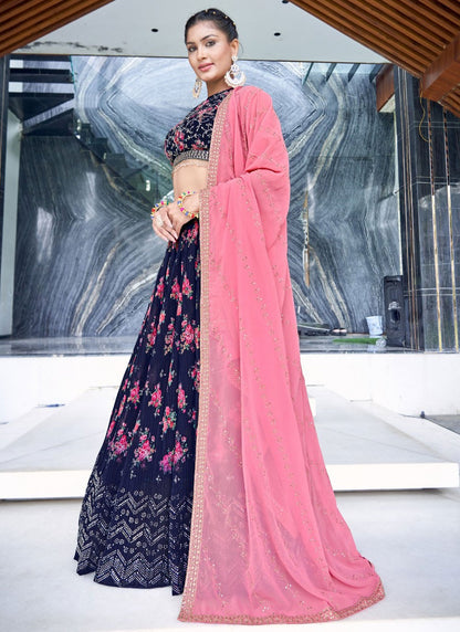 Digital Print Georgette Lehenga - L3086
