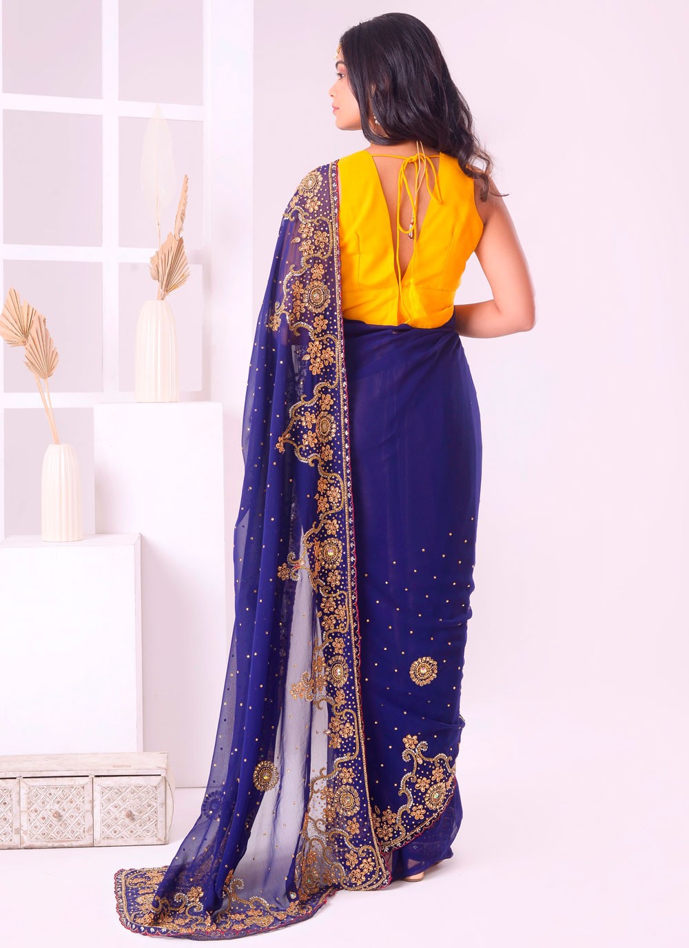 Classic Embroidered Georgette Saree - S7711