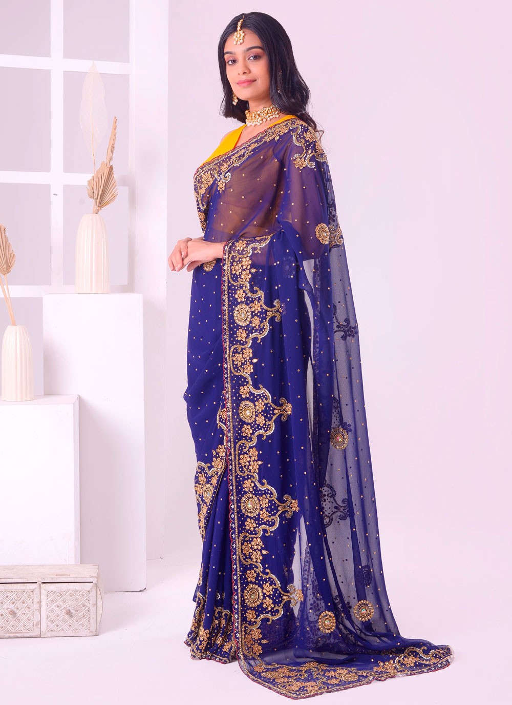 Classic Embroidered Georgette Saree - S7711
