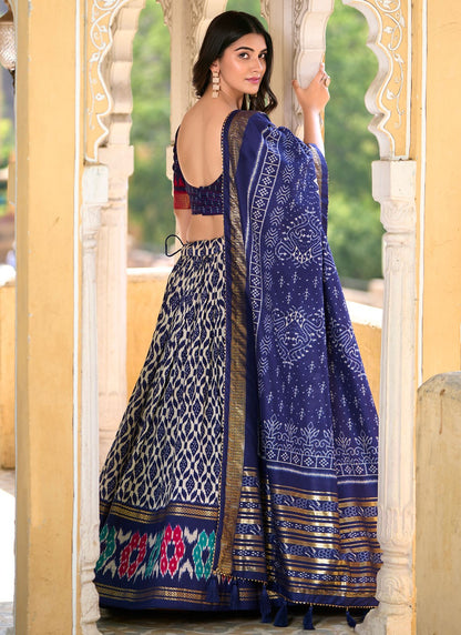 Foliage Prints Tussar Silk A - Line Lehenga - L2228