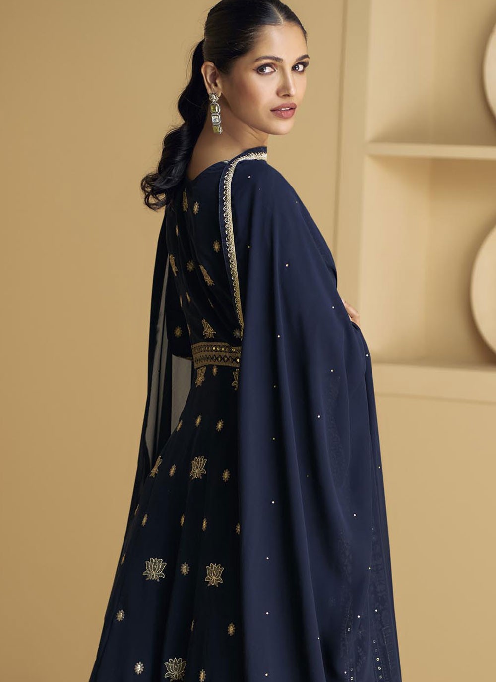 Embroidered Faux Georgette Anarkali - T4826