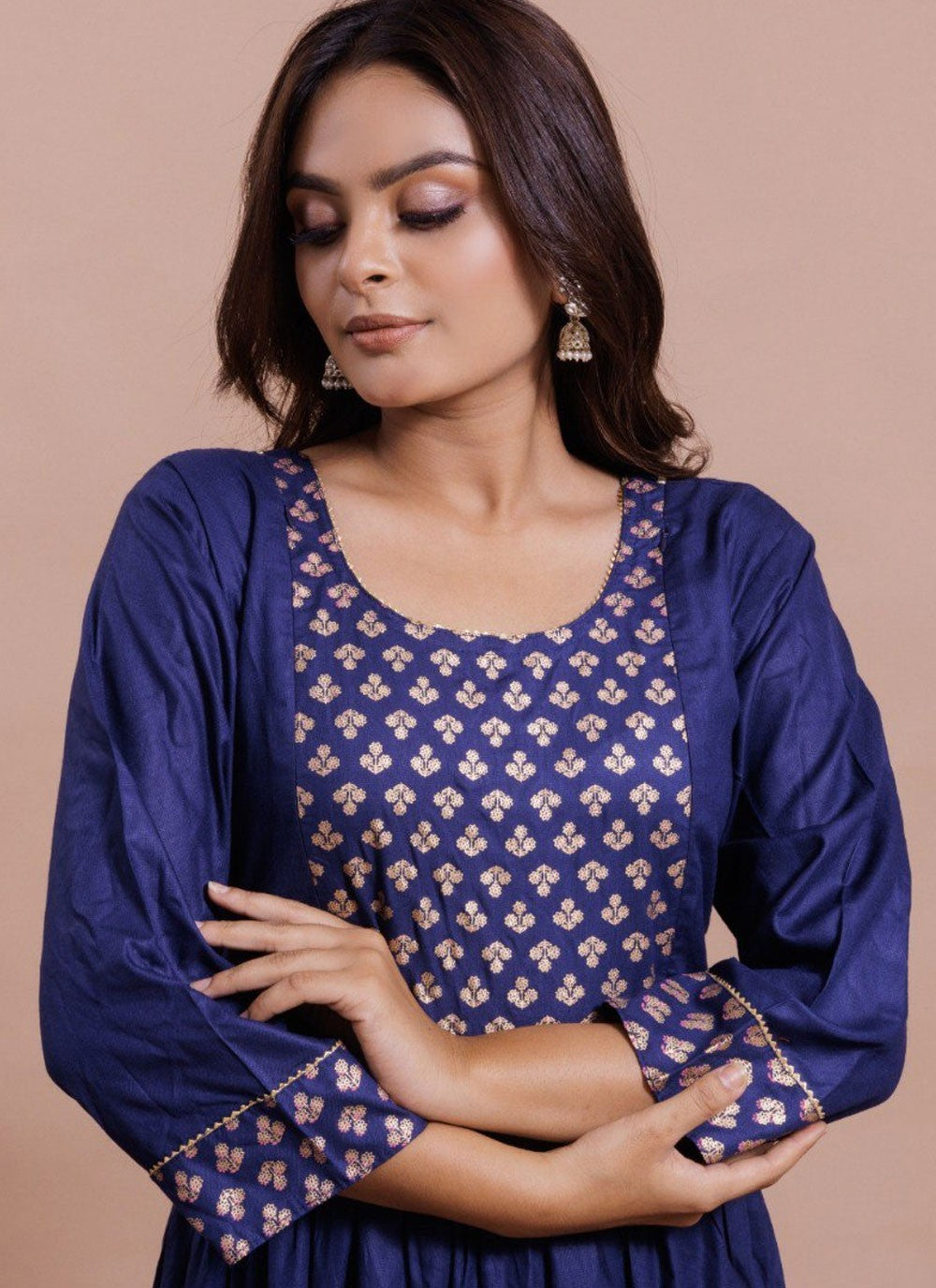 Jacquard Work Cotton , Rayon Gown - G1827
