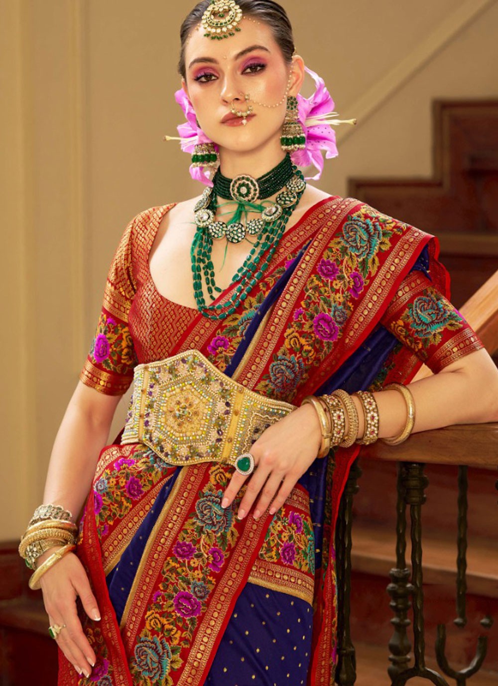 Border Work, Jacquard Work, Meenakari, Weaving Zari Silk Saree - S11736