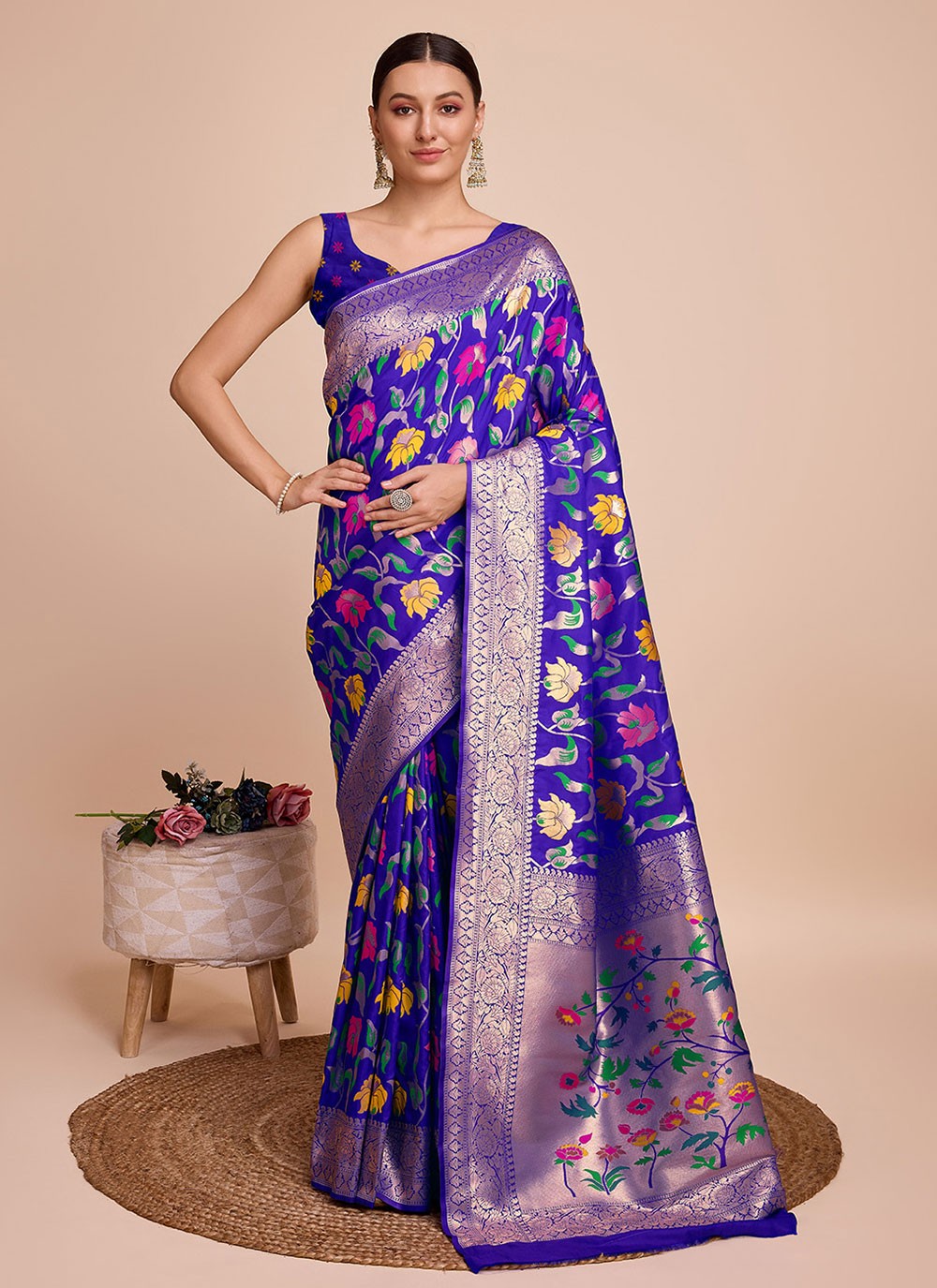 Classic Meenakari Paithni, Silk Saree - S6771