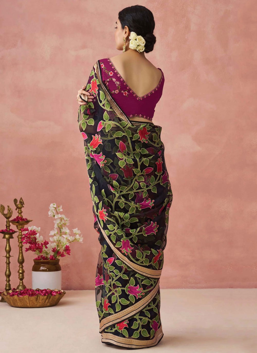 Classic Printed Brasso Saree - S7431