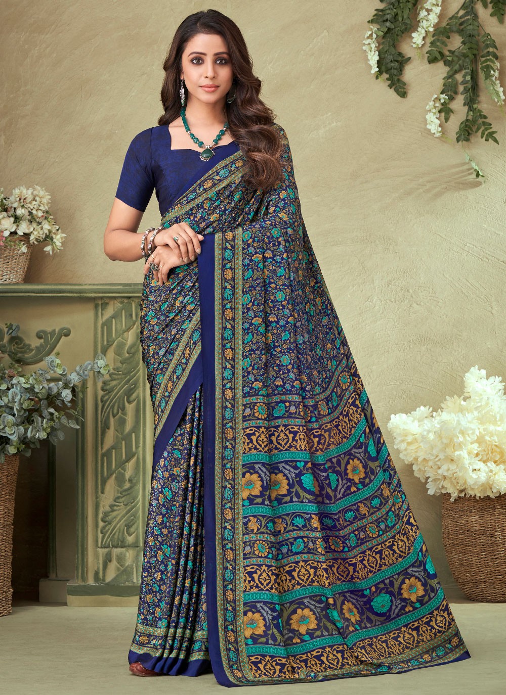 Saree Printed Crepe Silk Saree - S2614