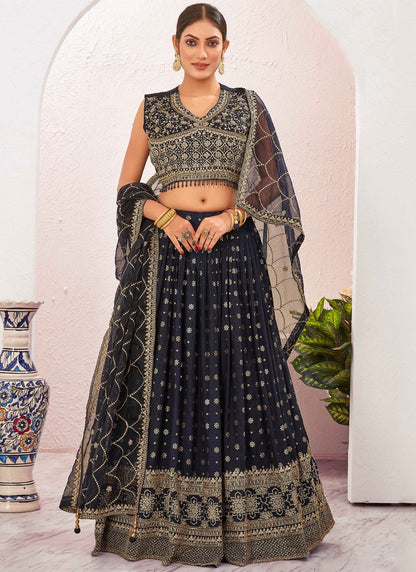 Embroidered Pure Dola Lehenga - L3088