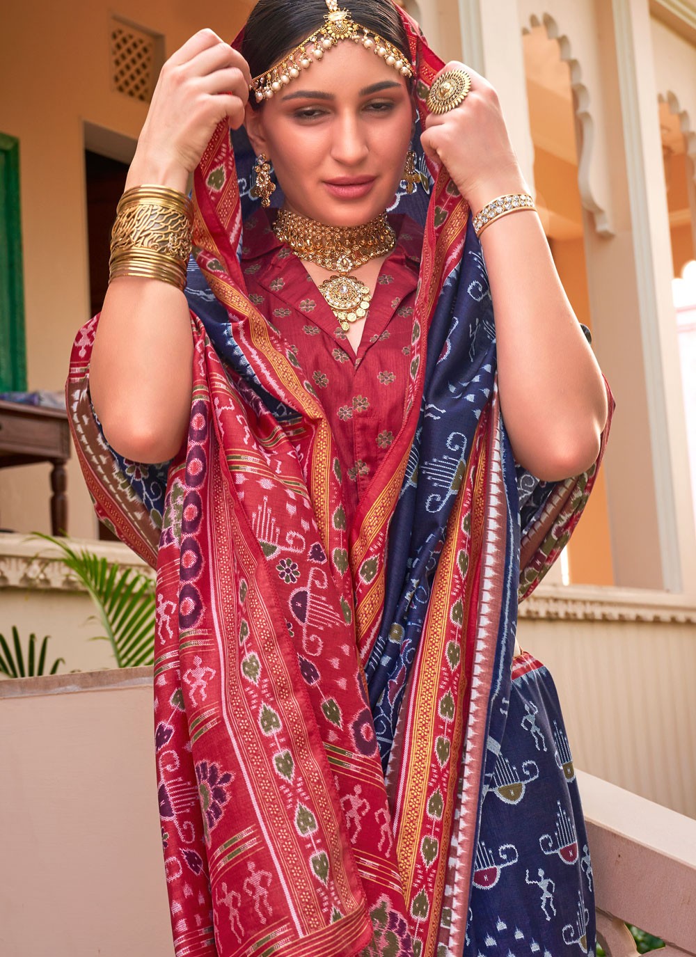 Classic Saree Printed Navy Blue Silk S12789