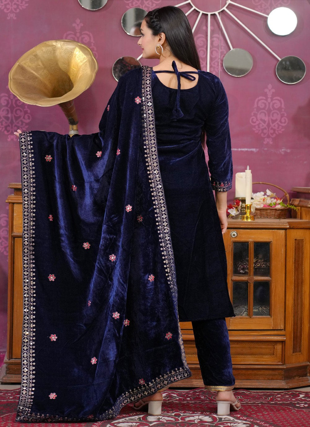 Embroidered Velvet Salwar Suit - T4804