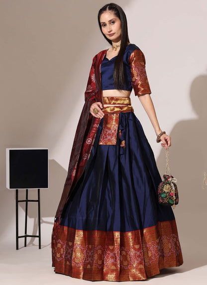 Weaving Zari Silk A - Line Lehenga - L2966