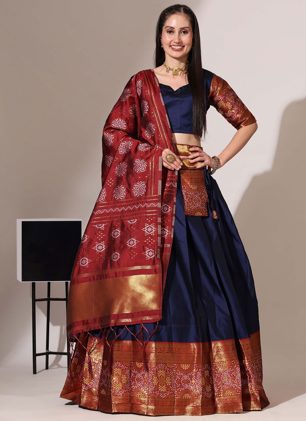 Weaving Zari Silk A - Line Lehenga - L2966