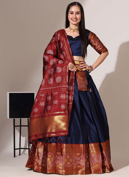 Weaving Zari Silk A - Line Lehenga - L2966