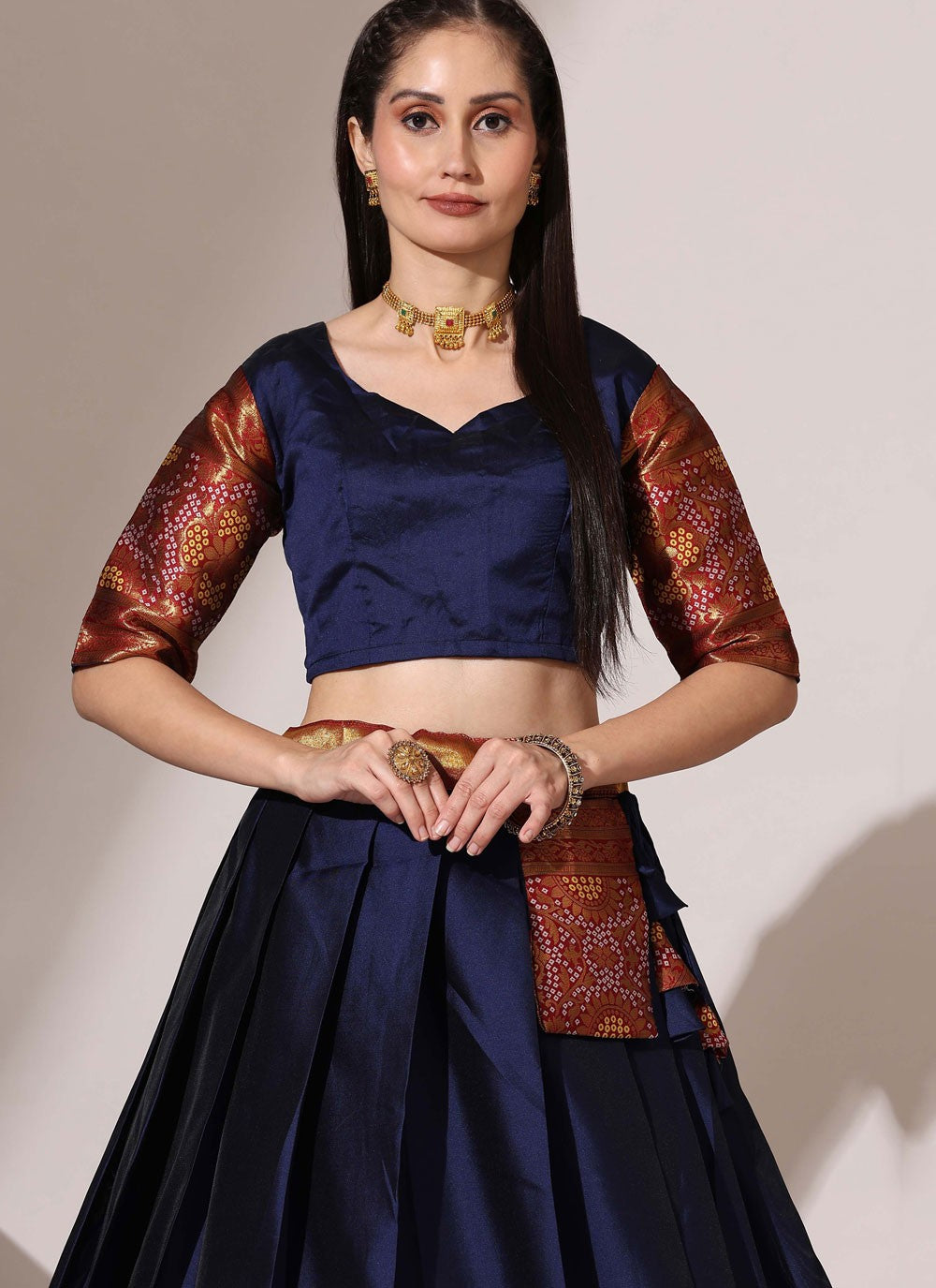 Weaving Zari Silk A - Line Lehenga - L2966