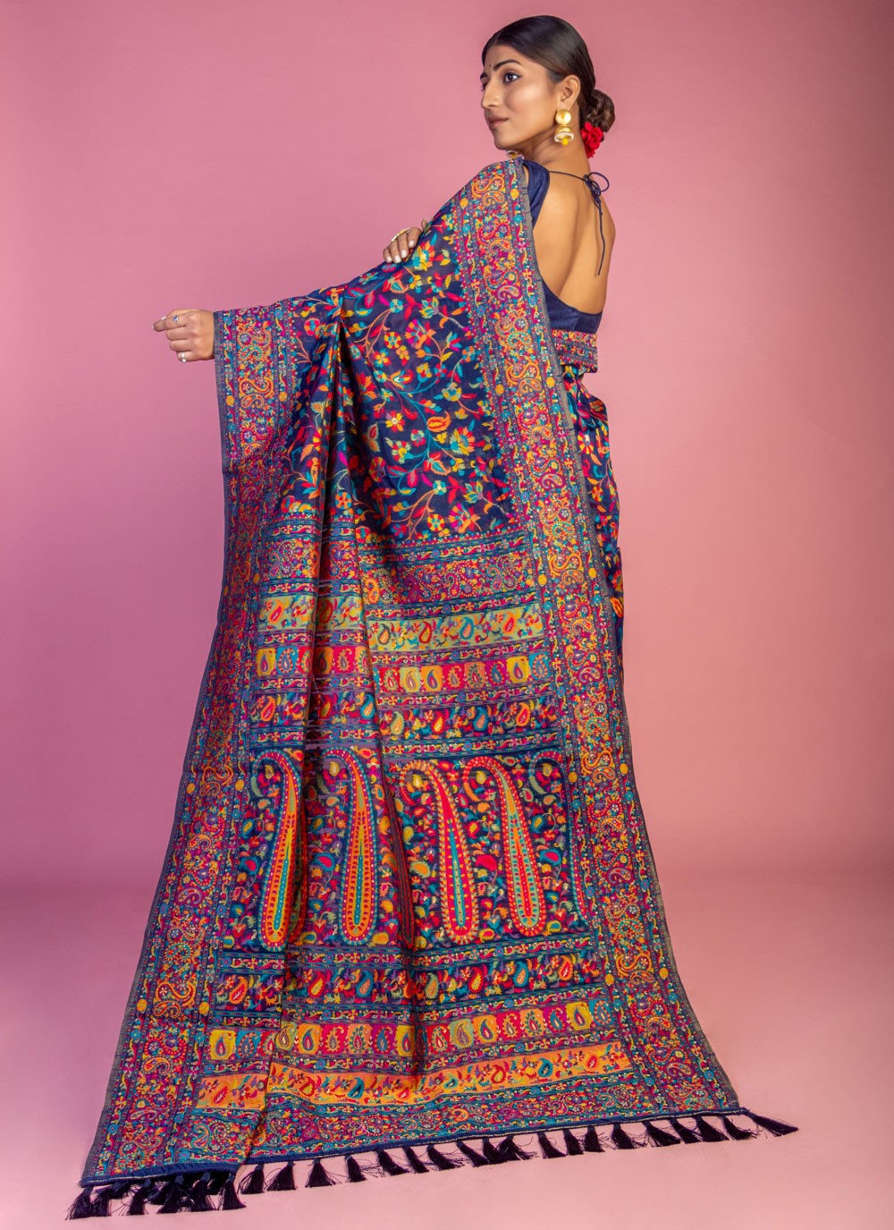 Classic Weaving Zari Pashmina Saree - S6805