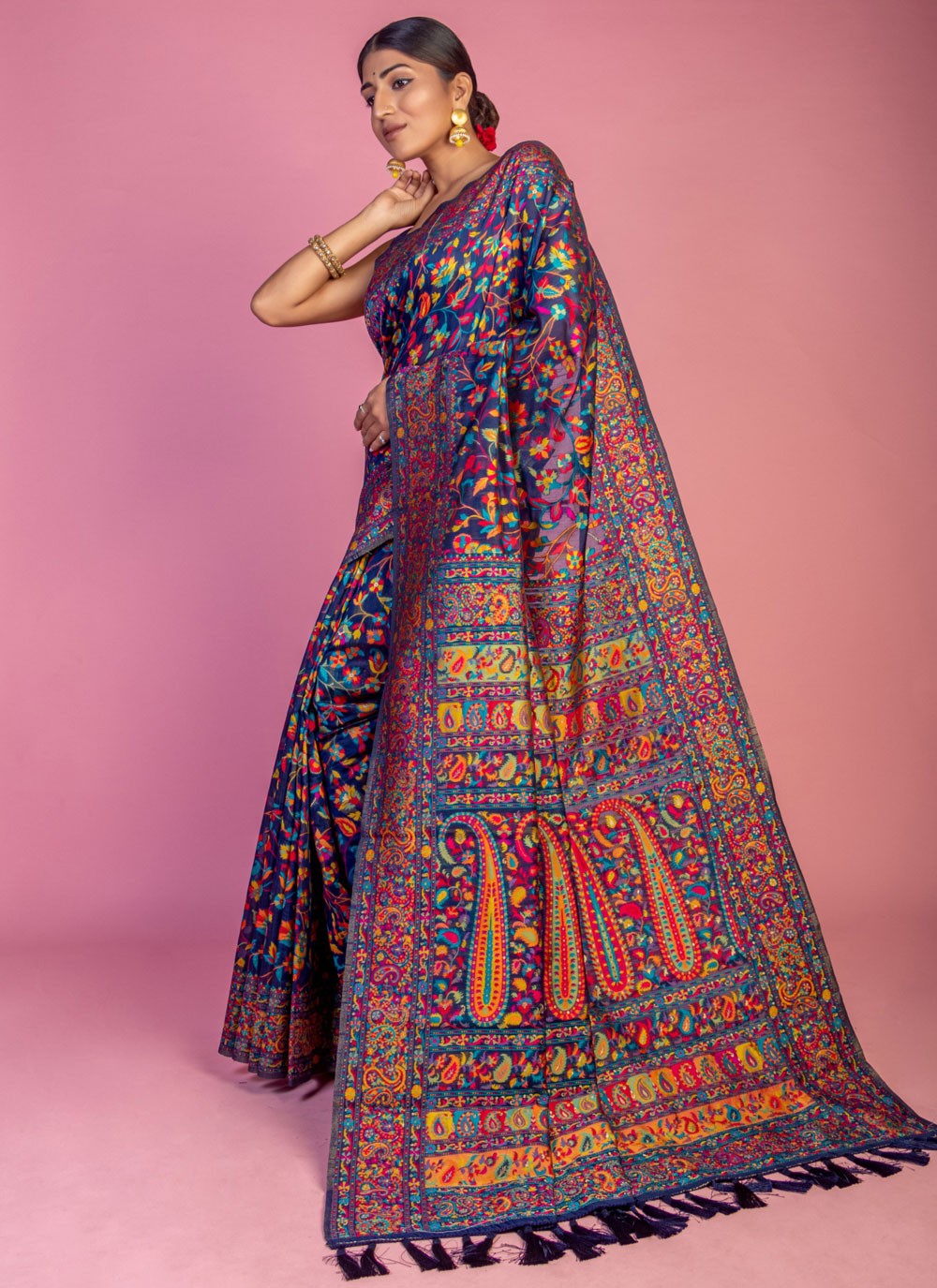 Classic Weaving Zari Pashmina Saree - S6805