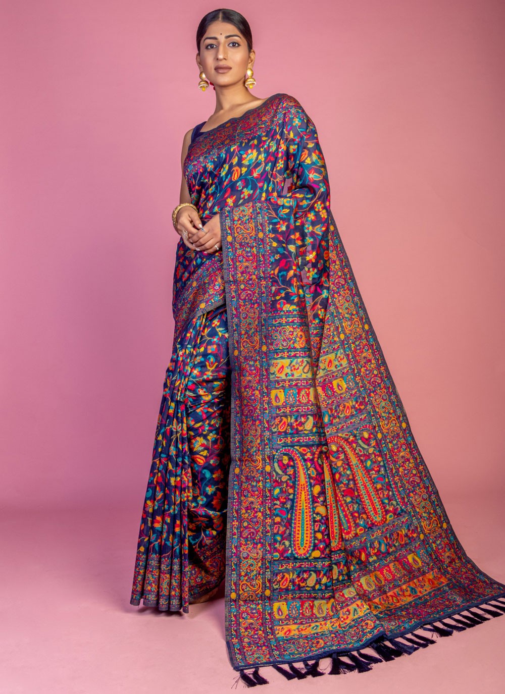 Classic Weaving Zari Pashmina Saree - S6805