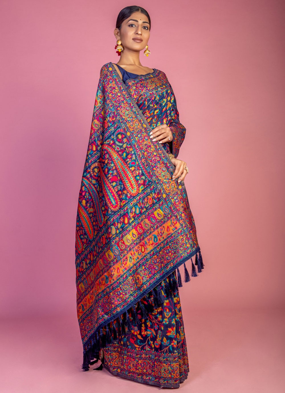 Classic Weaving Zari Pashmina Saree - S6805