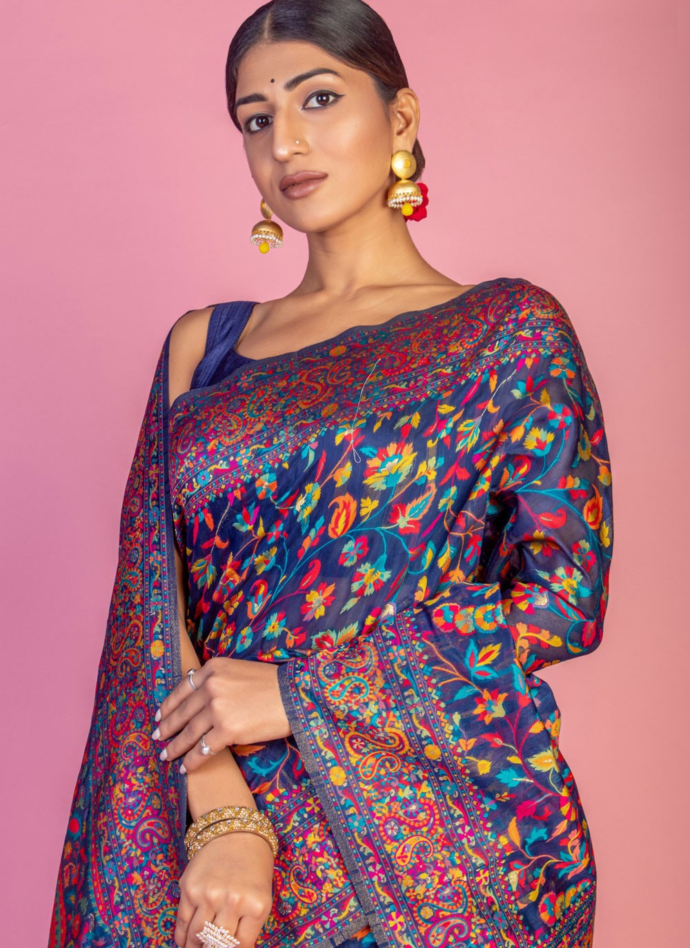 Classic Weaving Zari Pashmina Saree - S6805