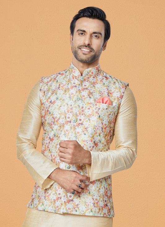 Digital Print Polyester Multi Colour Nehru Jackets - M7415