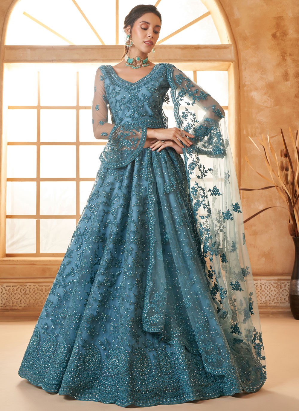 Cord Net A - Line Lehenga - L2728