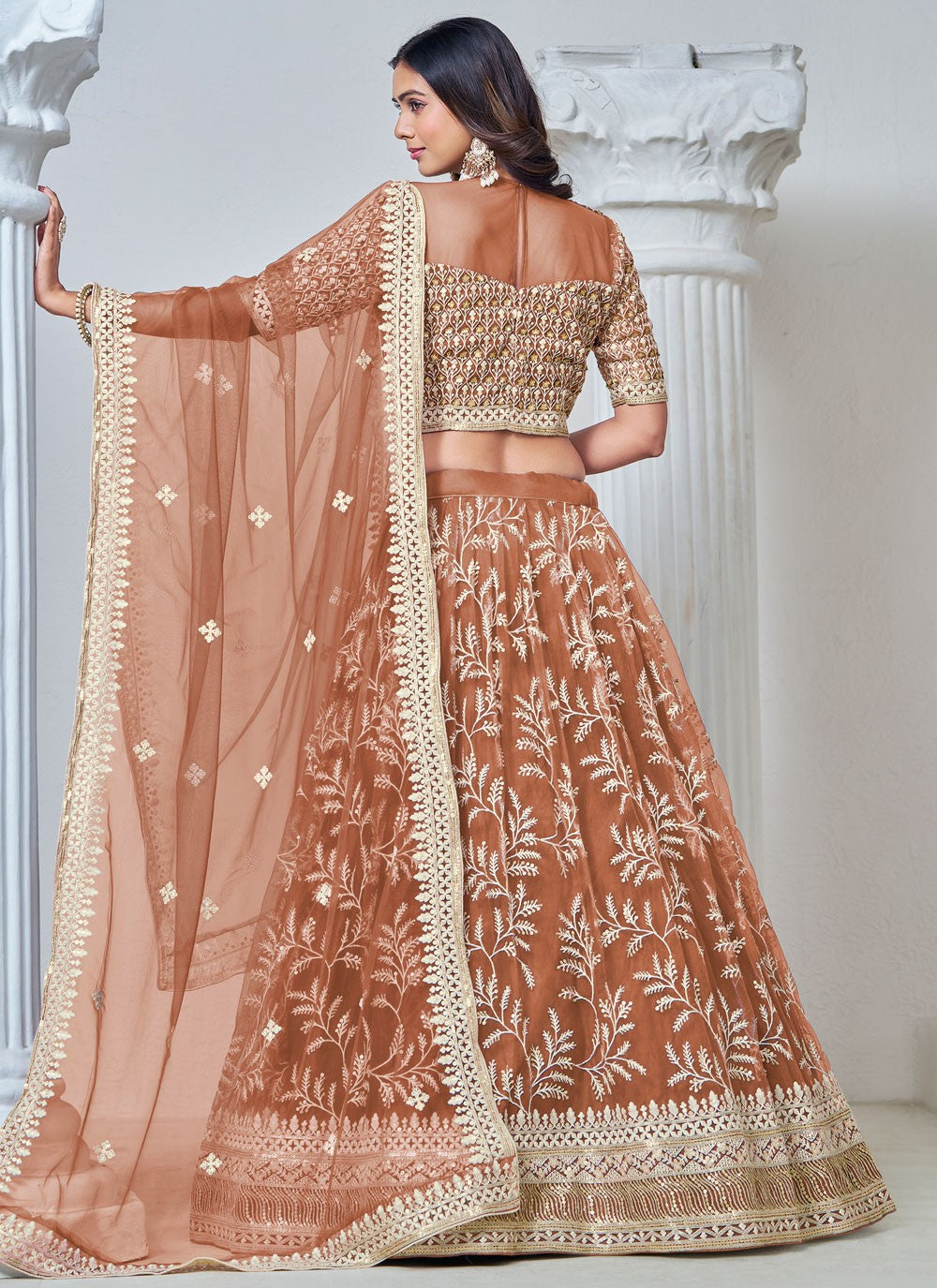 Embroidered Net Lehenga - L3031