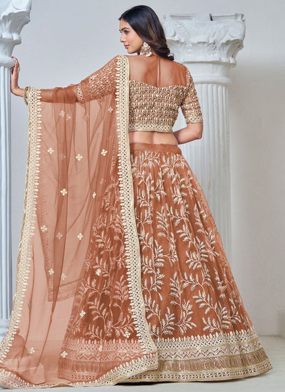 Embroidered Net Lehenga - L3031
