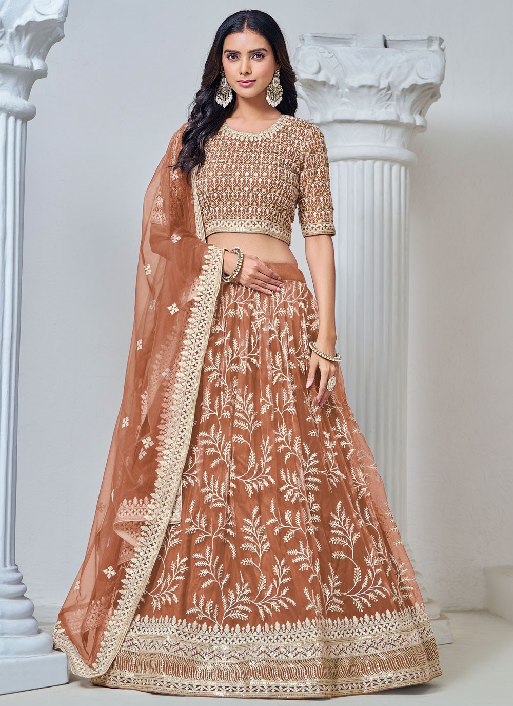 Embroidered Net Lehenga - L3031