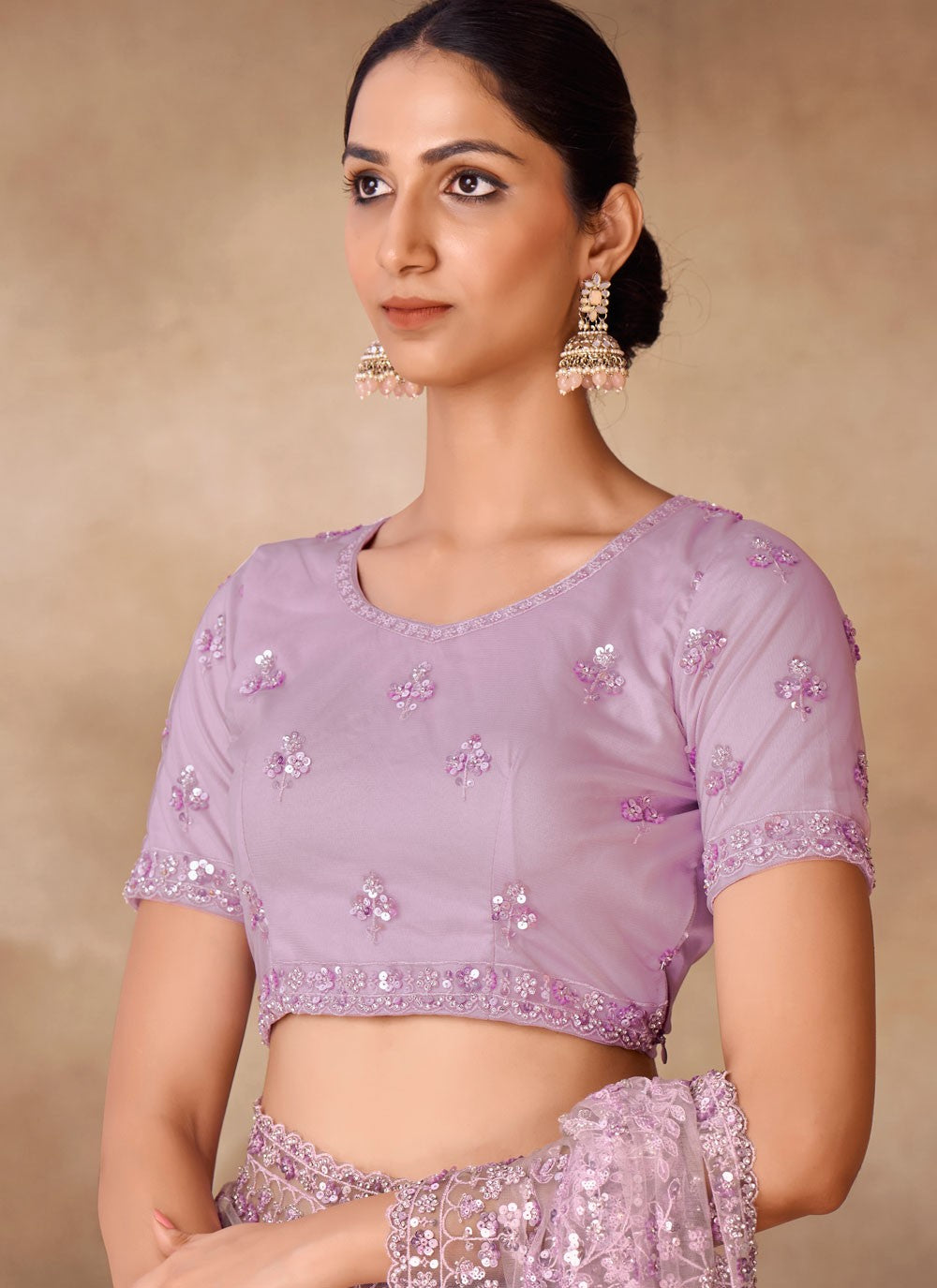 Classic Sequins Net Saree - S6568