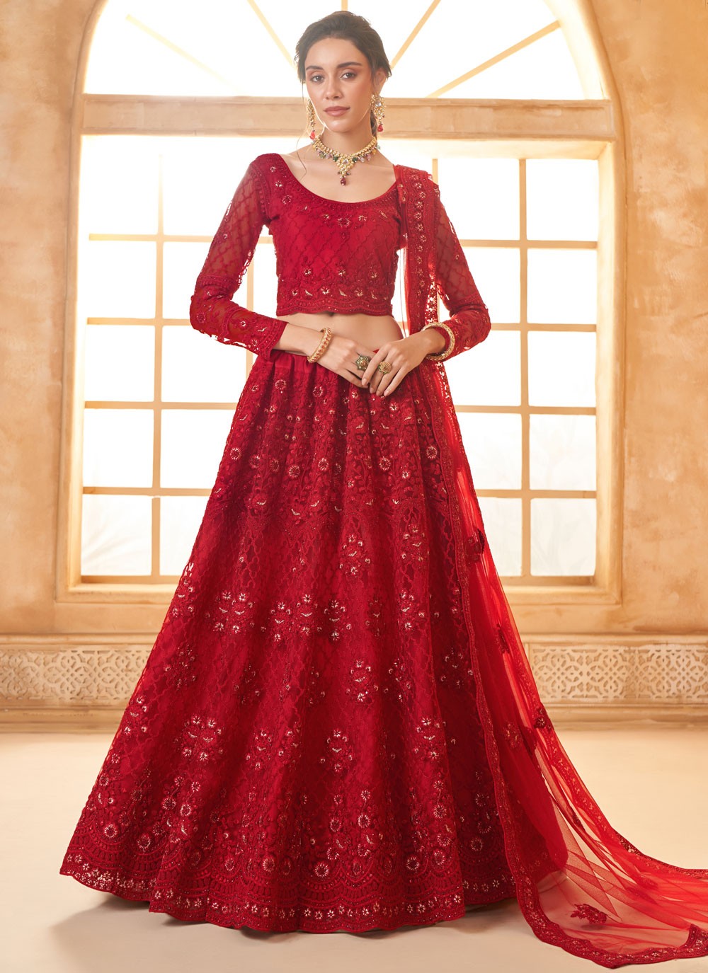 Cord Net A - Line Lehenga - L2719