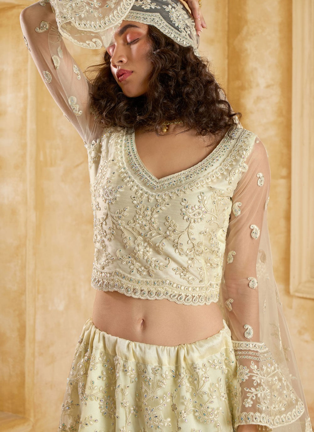 Cord Net A - Line Lehenga - L2858