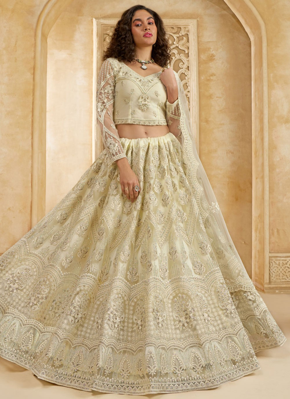 Cord Net A - Line Lehenga - L2858